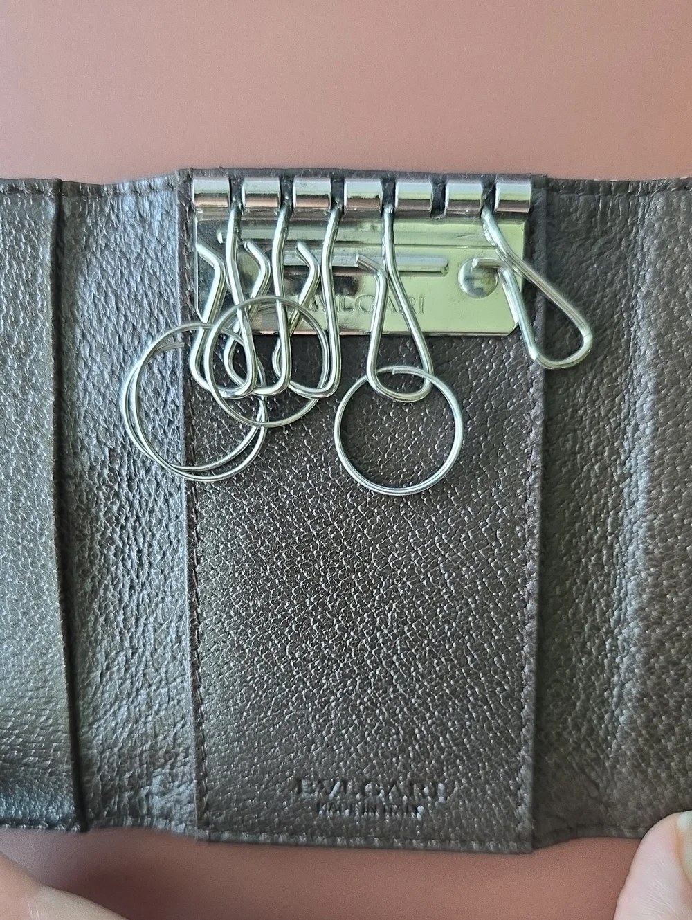 🔑BVLGARI Logo Mania Denim Canvas Beige 6 Key Holder
